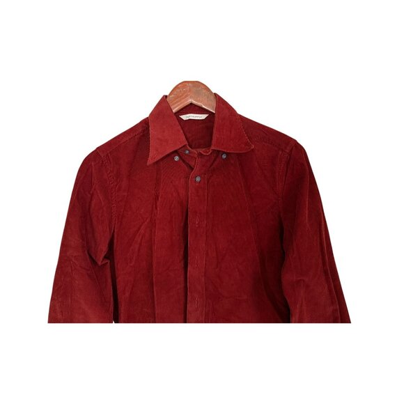 Suitsupply Shirt Mens Size Small Burgundy Corduroy Egyptian Cotton Slim Fit - Picture 3 of 9
